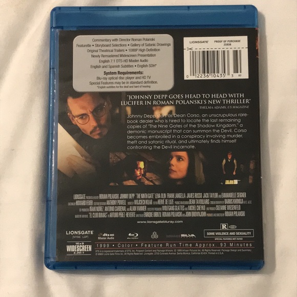Lionsgate Media The Ninth Gate Bluray Disc Poshmark